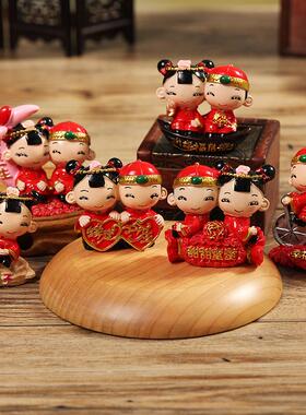 中居式七庆娃CY8010-8娃套装树脂小木桩工艺品情侣夕礼婚品家婚房