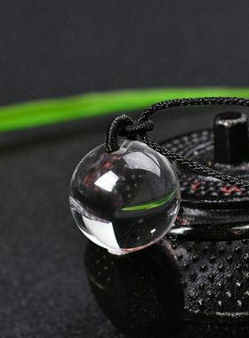 白水晶球吊坠天然单珠吊坠圆珠气质百搭水晶球能量消磁手工绳项链