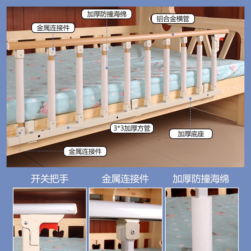 通用可折叠加厚儿童防摔掉床x护栏1.8米2米大床边挡板老人围-图2