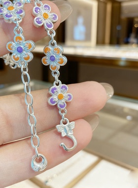 香港正生纯银999足银蝴蝶珐琅胖福秤砣手链国风新中式2026年新款