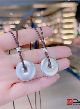 香港正生纯银999皮绳女情侣项链
