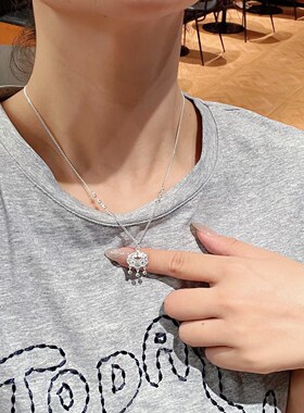 香港正生纯银999足银如意平安锁项链女生款长命锁生日礼物送女友