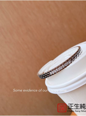 香港正生足银999韩版小众设计轻奢冷淡风镶嵌开口手镯女简约时尚