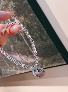 香港正生纯银纯银925吊配件猫鱼铃铛银手链纯银吊配件福禄手链时