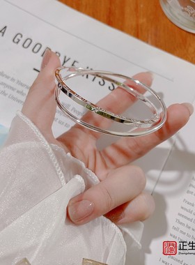 9999足银手镯港正生纯银四叶草