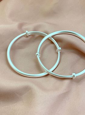 香港正生纯银银饰 999足银实心古法传承银手镯磨砂推拉款手环女送