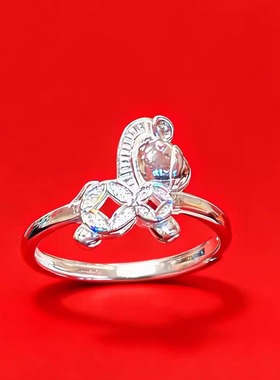 香港正生纯银999足银马年新款炫彩铜钱小马活口素银戒指2026女戒