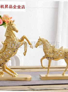 酒柜装饰品摆件马欧式家居客厅招财轻奢J桌面小摆设工艺品马到成.