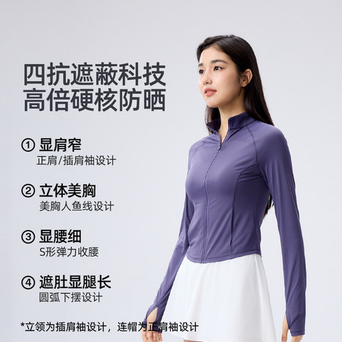 【超值特惠】小野和子立领修身防晒衣女防紫外线运动防晒外套TK - 图2