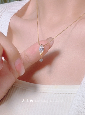 s925纯银闪钻马眼项链送女友礼物