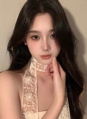 春季蕾丝花朵丝带小众设计丝巾