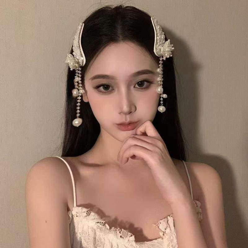 BXA原创春季珍珠瀑布流苏发夹新中式气质吊坠头饰民族风发饰女,淘宝优惠券,粉丝福利购,淘宝优惠卷