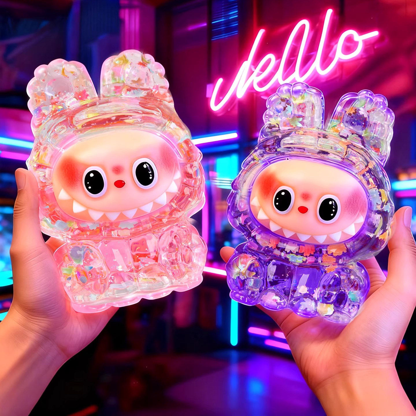 夜光流沙拉布布labubu可爱网红动物玩偶小摆件玩具女孩新年节礼物,淘宝优惠券,粉丝福利购,淘宝优惠卷
