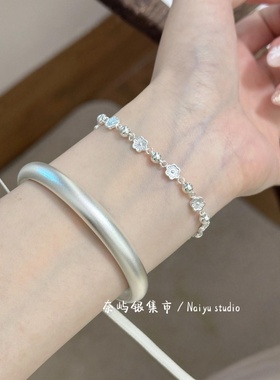 足银999春夏新款桃花转运珠手链