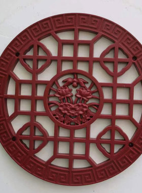 圆形透窗墙面装饰浮雕挂件中式