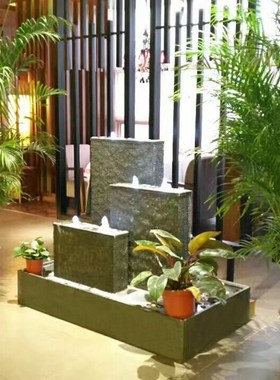 假山流水喷泉家居装饰品室内客厅办公室加湿招财水幕墙流水摆件
