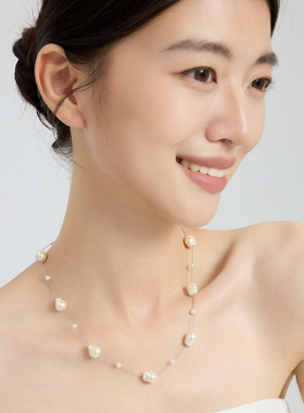 【昕怡粉丝专享】欧比雅比OUBIYABI锁骨链仿巴洛克珍珠项链短款