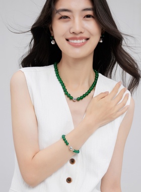 【美呀呀Liya】OUBIYABI欧比雅比8mm绿玛瑙磁吸扣手链