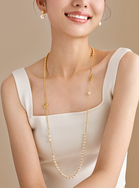 明星同款 OUBIYABI欧比雅比 流年 设计师仿珍珠项链拆卸长毛衣链