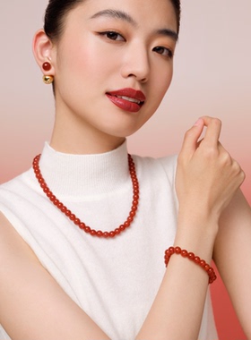 【晁然专属】OUBIYABI欧比雅比日出红玛瑙项链磁吸扣手链耳钉