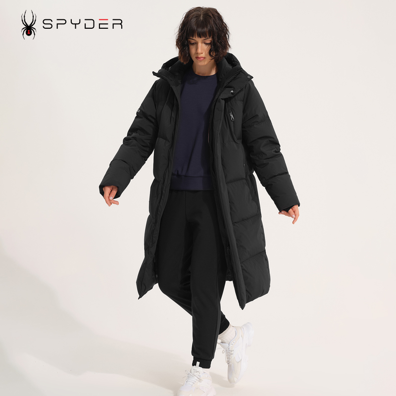 SPYDER蜘蛛羽绒服男女冬新款鹅绒中长款羽绒外套连帽潮牌23CF207U - 图2