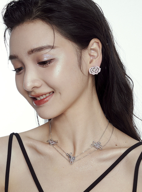 roole白金少女滴胶女浅粉锆石