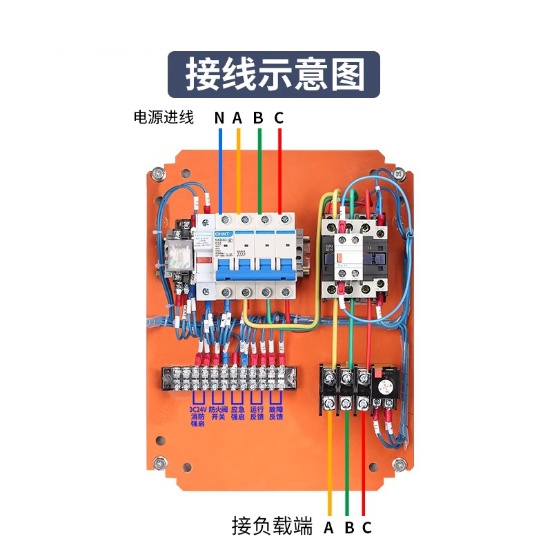 电机风机控制箱380单速双电源配电箱消防排烟防火阀DC24V联动电箱 - 图3