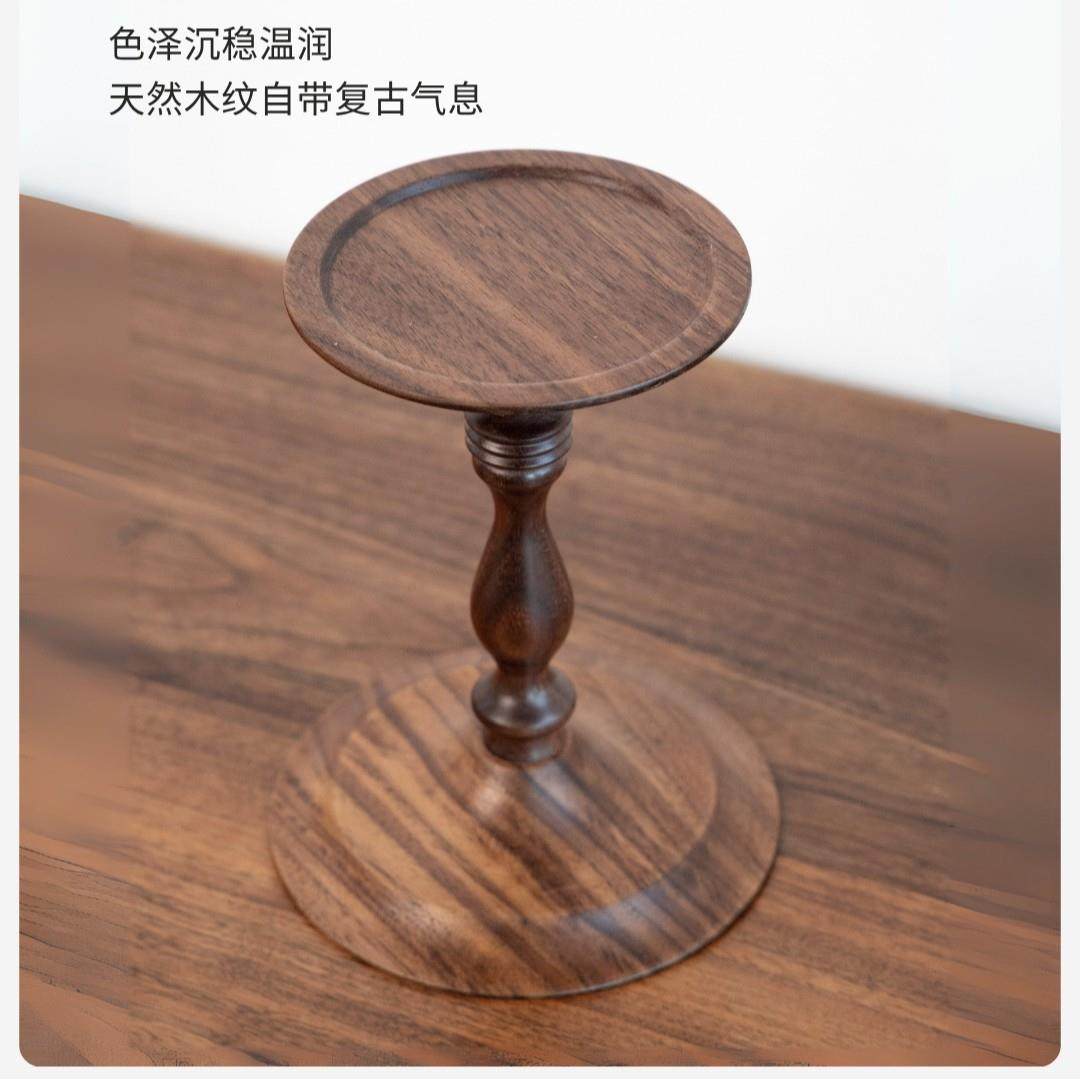 家用高颜值餐桌氛围烛台黑胡桃烛台法式中古手工车旋烛台摆件,淘宝优惠券,粉丝福利购,淘宝优惠卷