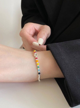 彩虹纯银链网红手串抖音同款手绳