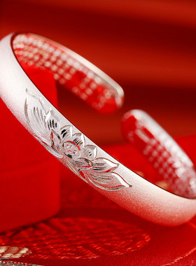 纯银999开口手镯送妈妈