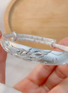 9999纯银实心手镯送妈妈婆婆