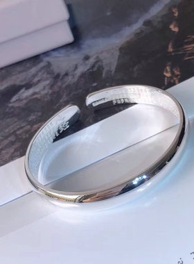 开口光面贵妃纯银手镯女礼物