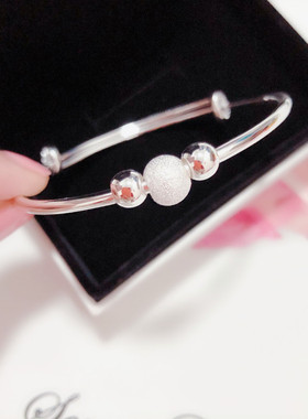 纯银手镯女年轻款999足银镯子