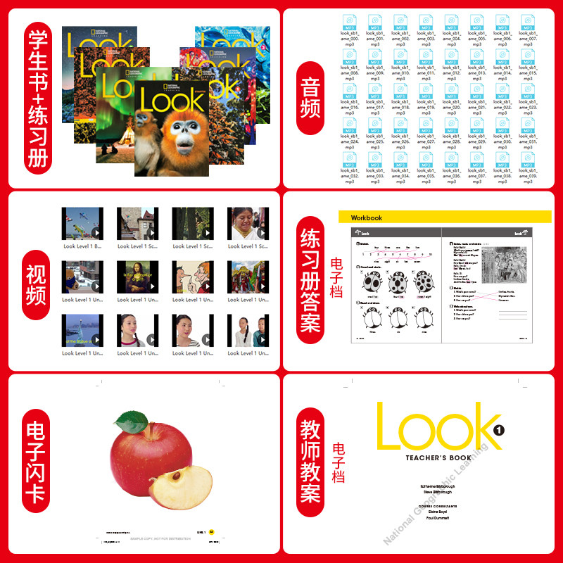 国家地理LOOK教材原版进口美国国家地理小学英语综合教材 Look Starter/1/2/3/4/5/6级别学生书+练习册_虎窝淘