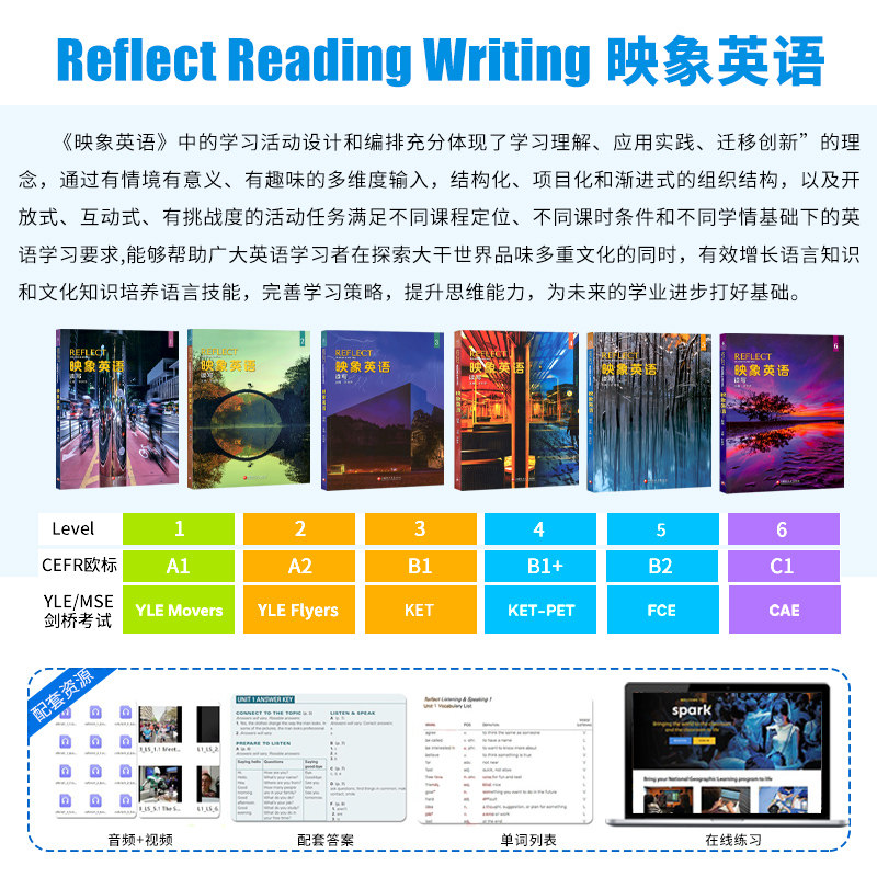 美国国家地理 映象英语Reflect阅读写作 听力口语 听说读写综合教材 初高中英语阅读理解图书 NGL出版短期专项训练教材带在线账号
