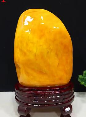 天然原石黄蜡石黄龙玉黄色石头观赏奇石风水补角玄关靠山石摆件