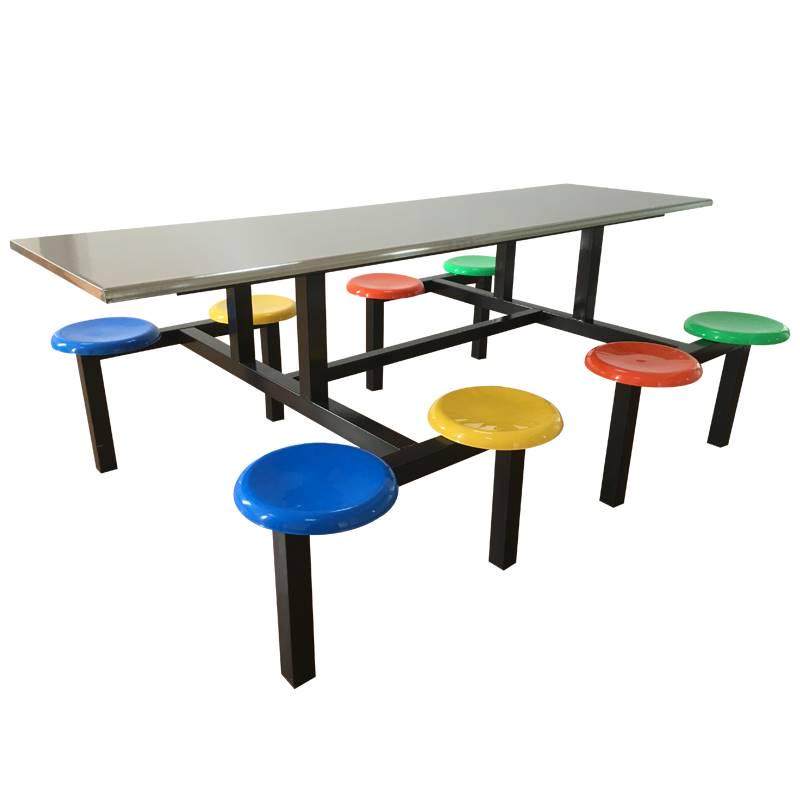 学校员工食堂餐桌椅组合学生工厂工地不锈钢4人6人8人连体饭餐桌