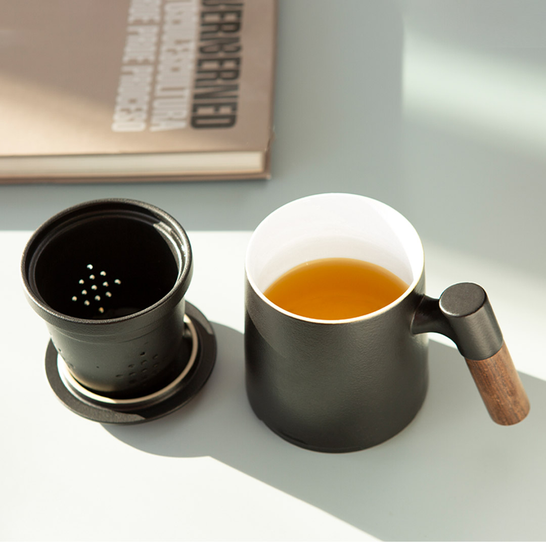 陶瓷马克茶水分离杯礼盒套装