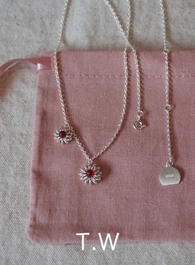 925纯银红玛瑙花珠锁骨链项链