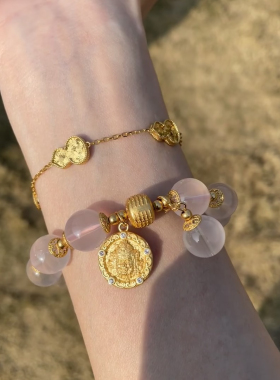 天然粉水晶少女心招桃花手串女