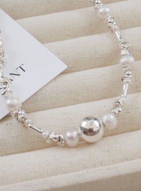 925纯银珍珠女法式项链