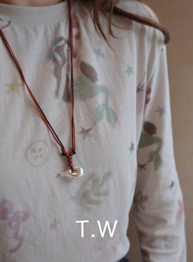 T.W925纯银酒壶棉绳长款项链