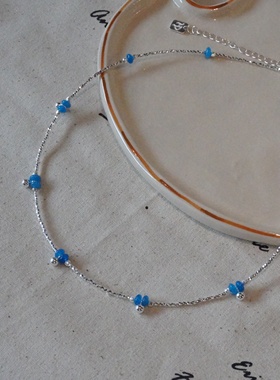 春夏多巴胺纯银镭射细闪项链女