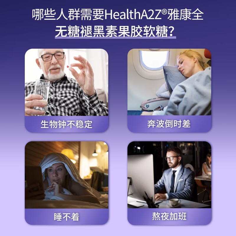 【自营】HealthA2Z美国进口褪黑素软糖退黑素睡眠片安眠闪睡片5mg - 图1