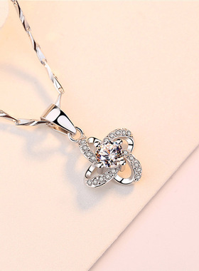 四叶草足银项链轻奢小众锁骨链女