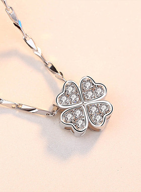 四叶草足银项链高级感镶钻锁骨链