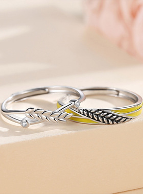 麦向幸福情侣戒指纯银小清新对戒