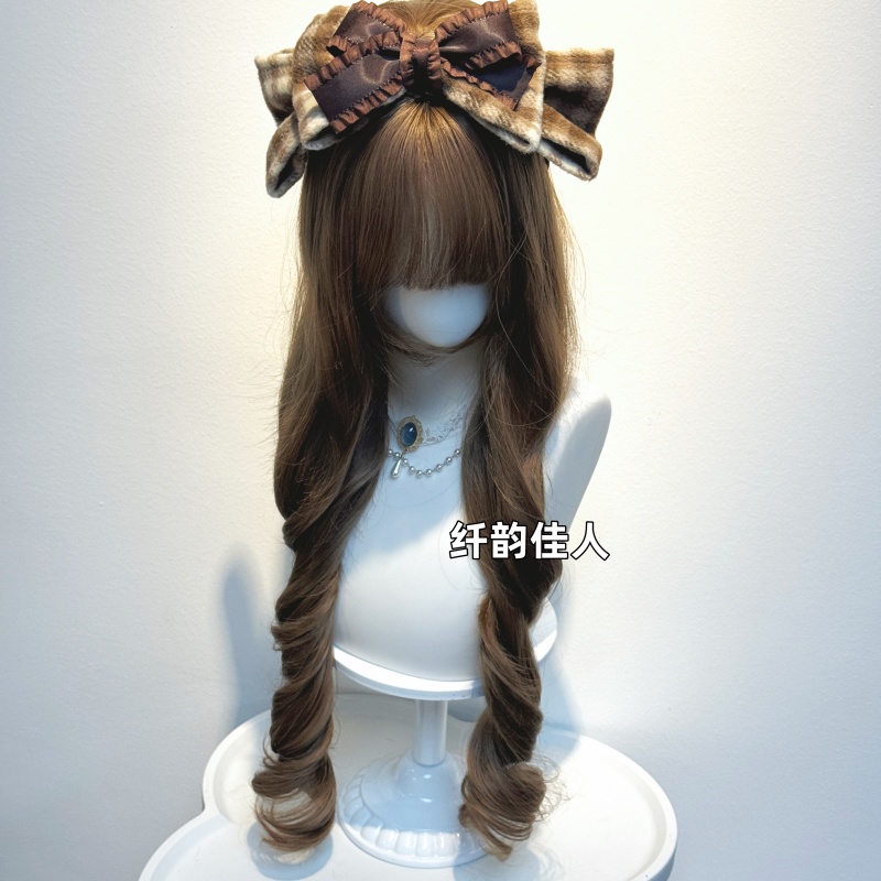 纤韵佳人假发女蜜茶色洛丽塔加长款80cm长卷发日常lolita全头套式 - 图0