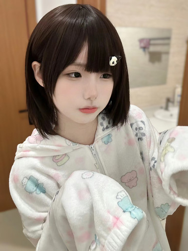 纤韵佳人假发女短发网红lolita齐刘海逼真头皮甜美日韩自然全头套 - 图1