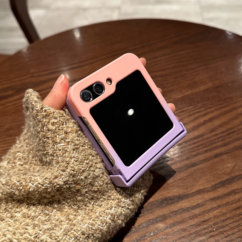 轻奢粉紫渐变色适用三星zflip5手机壳新款磨砂GalaxyZFlip4折叠屏zflip3女款Samsung翻盖全包Flip4折叠保护套 - 图0